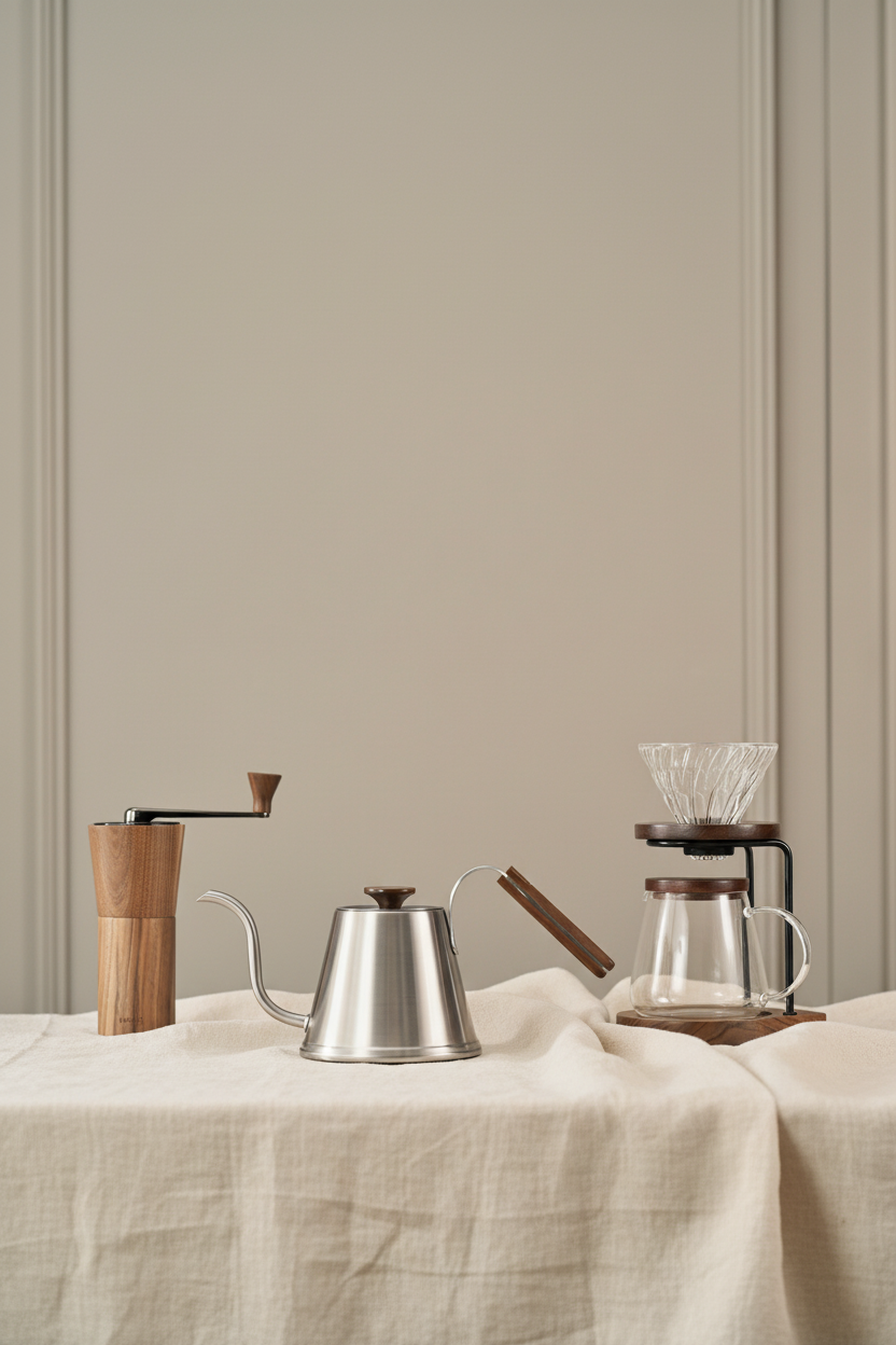 Walnut Drip Kettle 600mL Silver